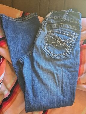 Ariat Women's Medium Blue Boot Cut Jeans with Contrast Pocket Stitching. 32R